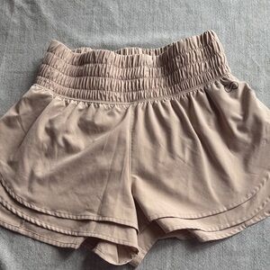 Women's Calia Tan Athletic Shorts with Smocked Waistband